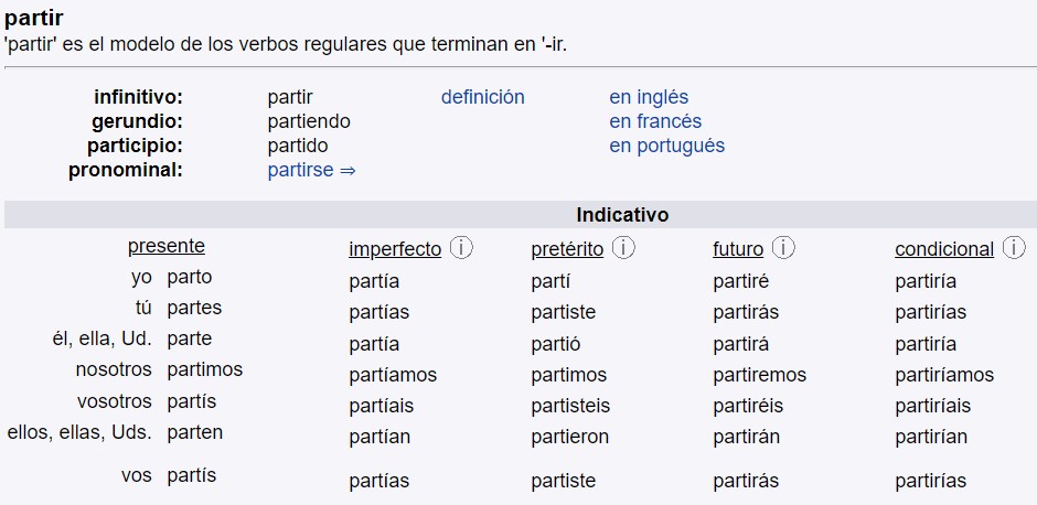 partir indicativo simple